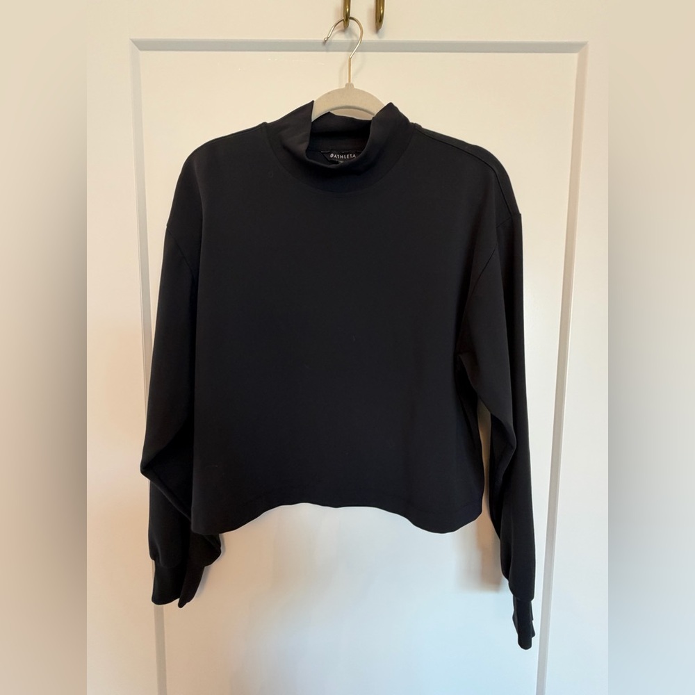 Athleta Black Mock Neck Cropped Top